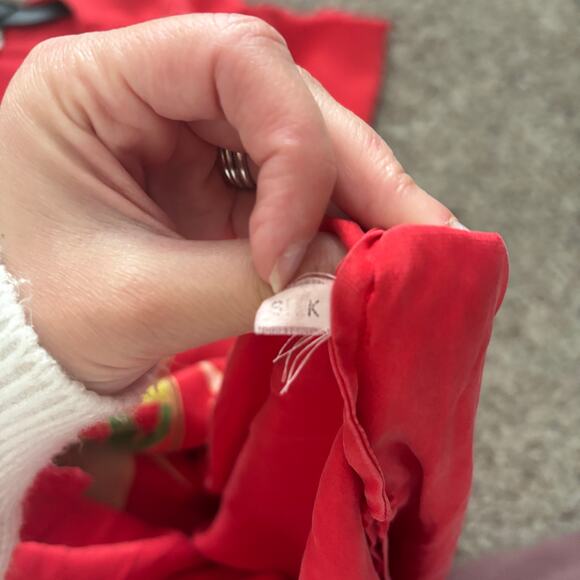 Bellmod Women’s Red Asian Inspired 100% Silk Kaftan - Picture 8 of 15